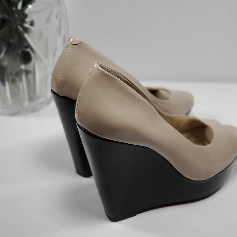 New Jessica Simpson Open-Toe Slip On Nude Wedges - Picture 6 of 8
